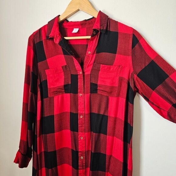 EUC LIKE NEW OLD NAVY RED PLAID TUNIC LONGSLEEVES SIZE M WOMENS - Picture 7 of 13